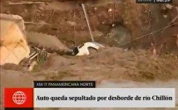 Comas: desborde del río Chillón sepultó viviendas y un auto