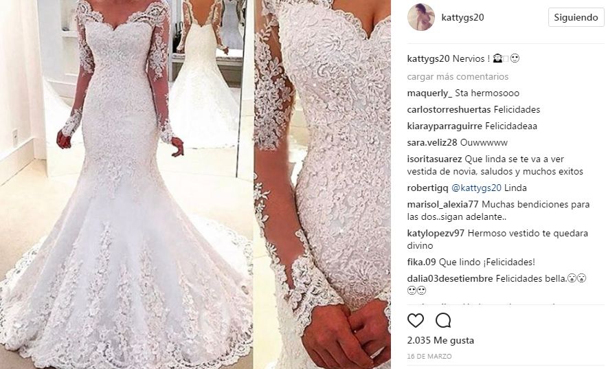 Katty García muestra su vestido de novia en Instagram