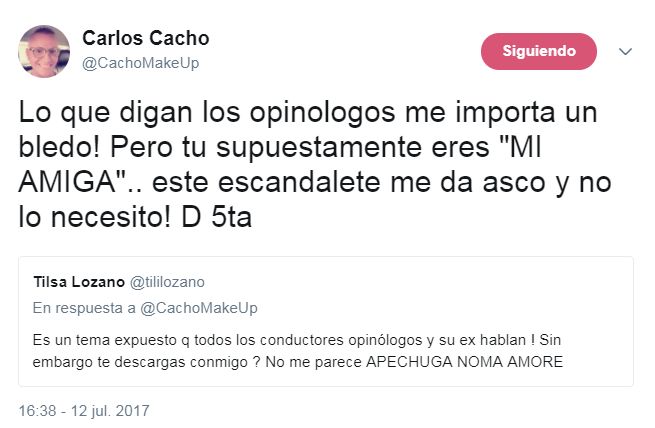 Tilsa Lozano y Carlos Cacho discutieron en Twitter