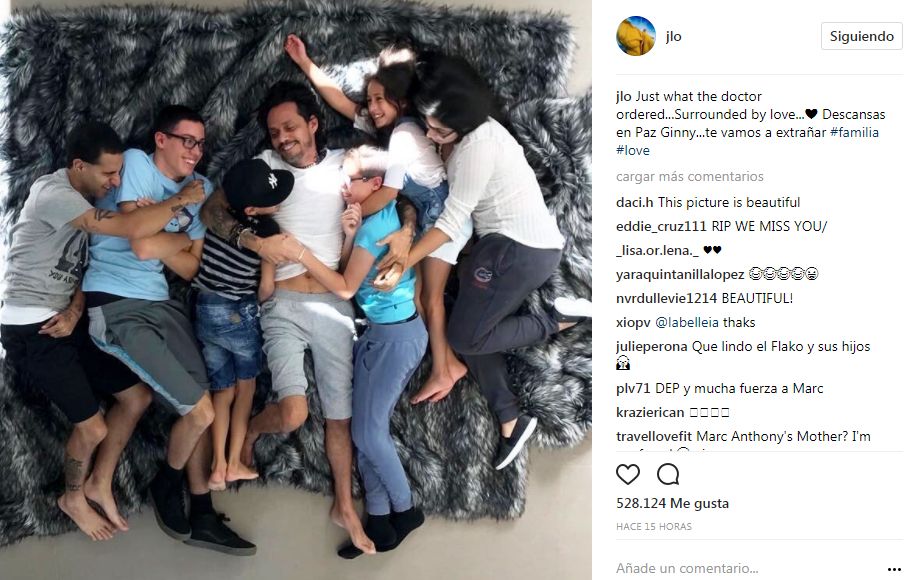 Jennifer López y su cariñoso mensaje a Marc Anthony por la muerte de su madre