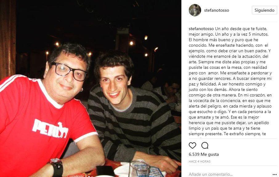 Stefano Tosso recordó a su padre Ricky Tosso a un año de su muerte 