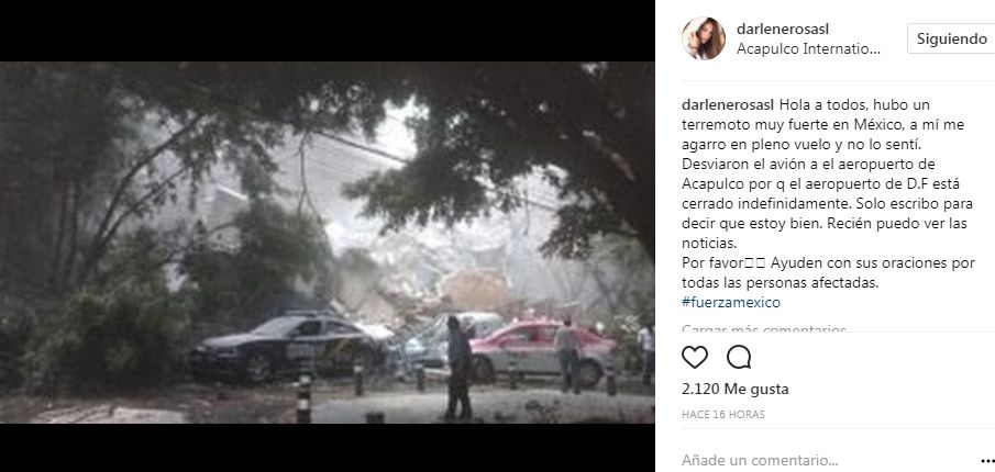 Darlene Rosas en México tras terremoto