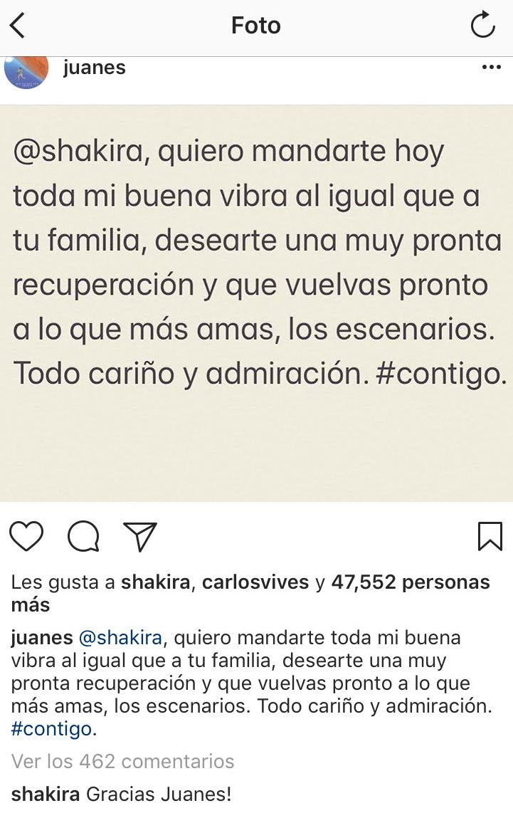 Respuesta de Shakira a Juanes